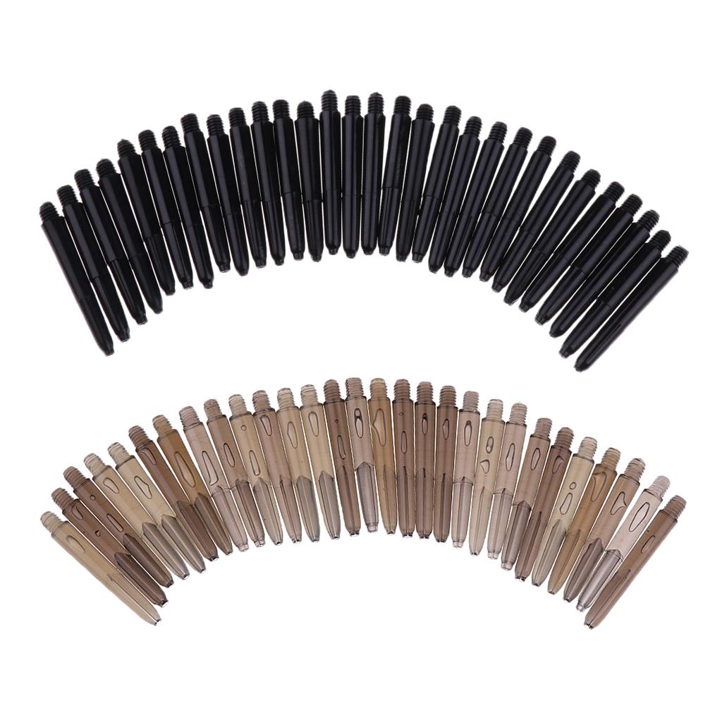 60Pcs 2BA Thread Plastic Dart Stems Shafts Soft Tip Darts Black & Gray