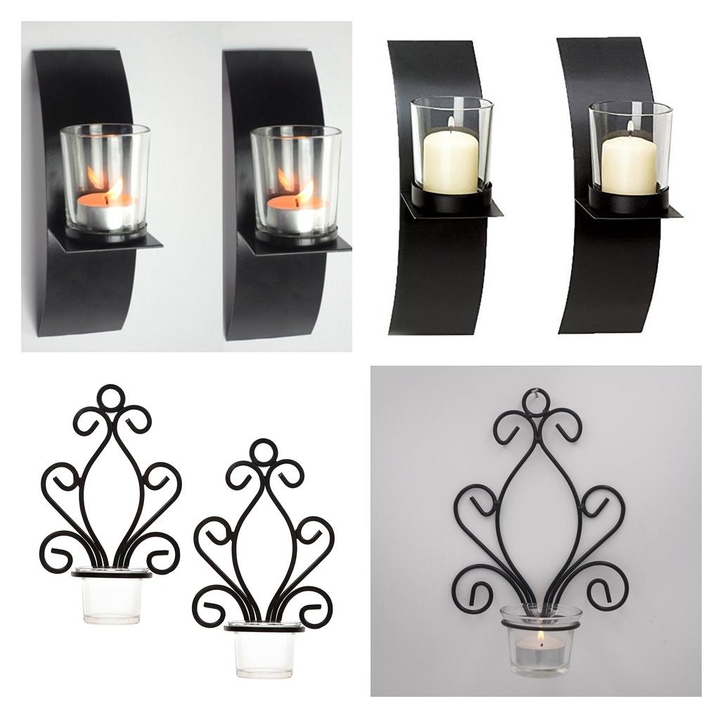 4Pcs Wall Candle Sconce Pillar Candle Holders Elegant Tea Light Candlestick