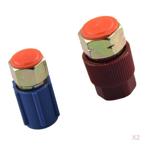 4X AC Fitting Port Adapter Retrofit R12 to Accept R134a 7/16 LOW 3/8" HIGH"