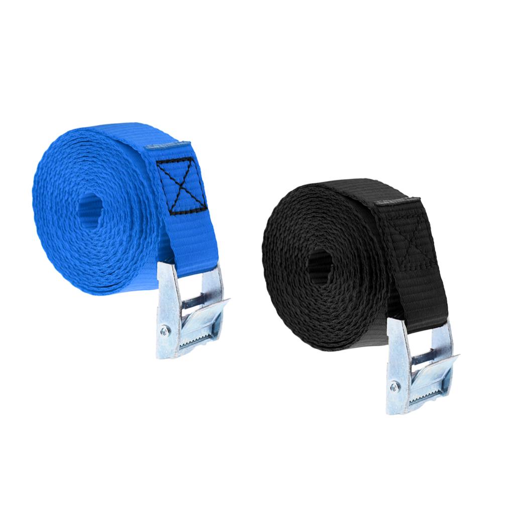 2Pcs Heavy Duty Cam Buckle Tie Down Straps Roof Racks Trailers 25mm x 2.5m
