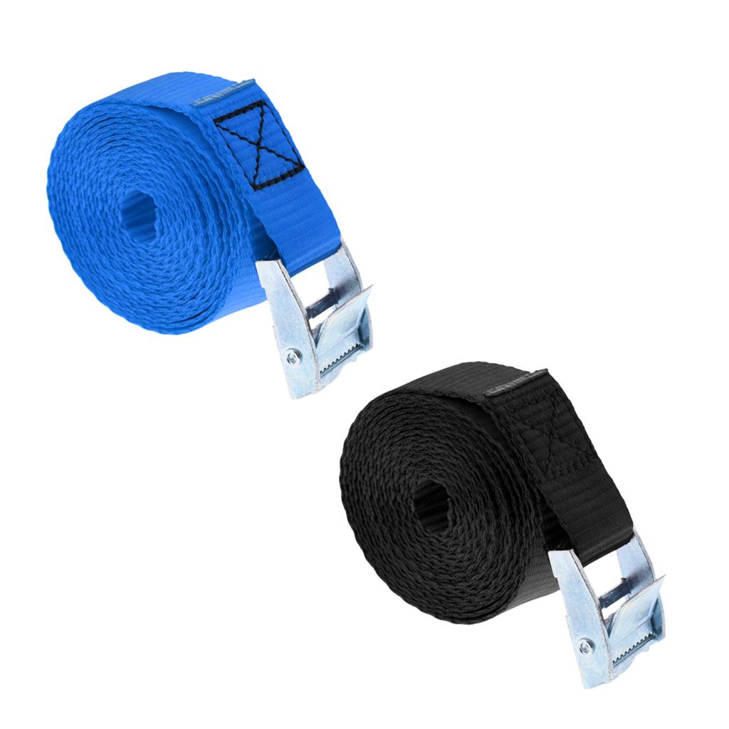 2Pcs Heavy Duty Cam Buckle Tie Down Straps Roof Racks Trailers 25mm x 2.5m