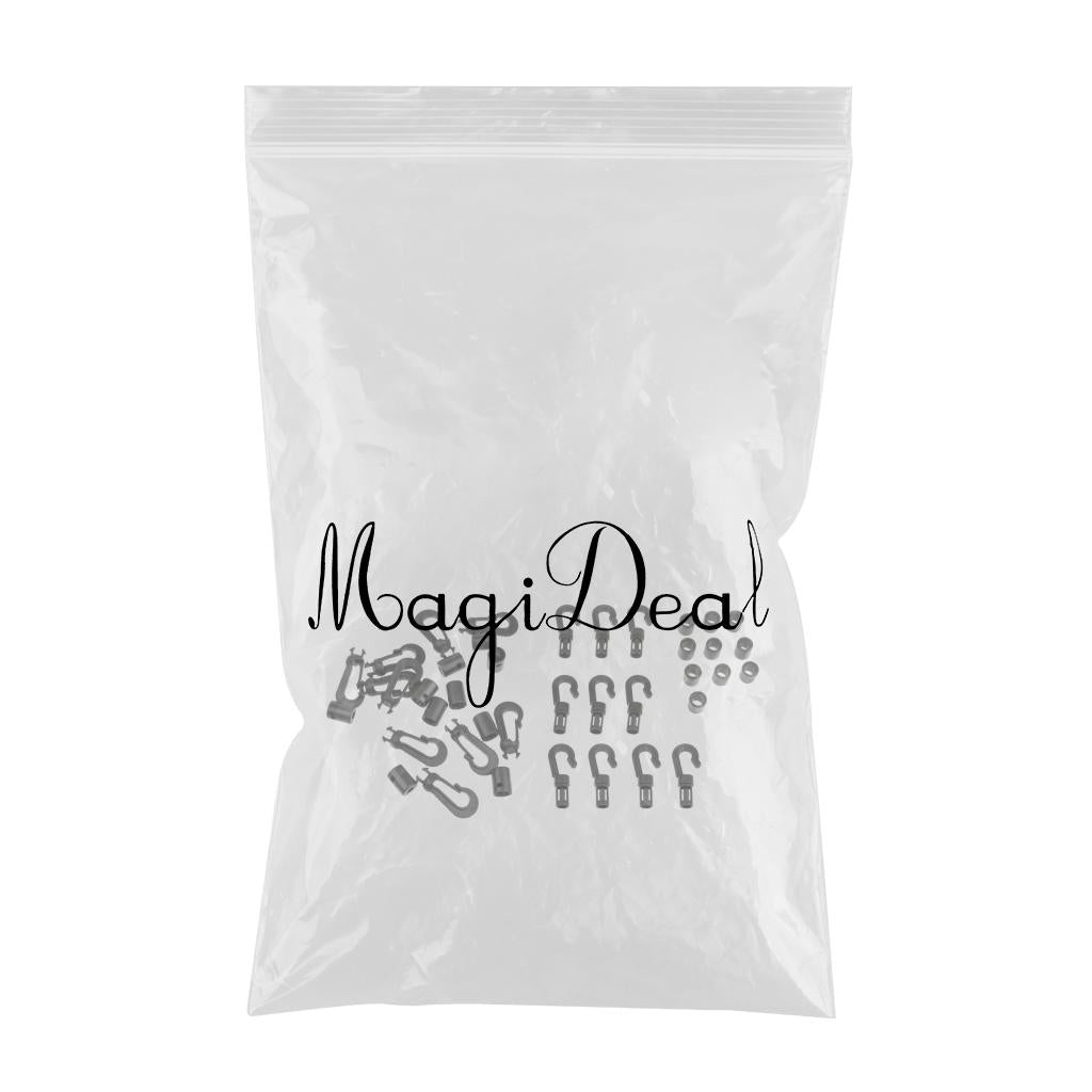 20Pcs Black J Shape Bungee Hooks Cord Snaps Accessory for Boat Kayak Canoe