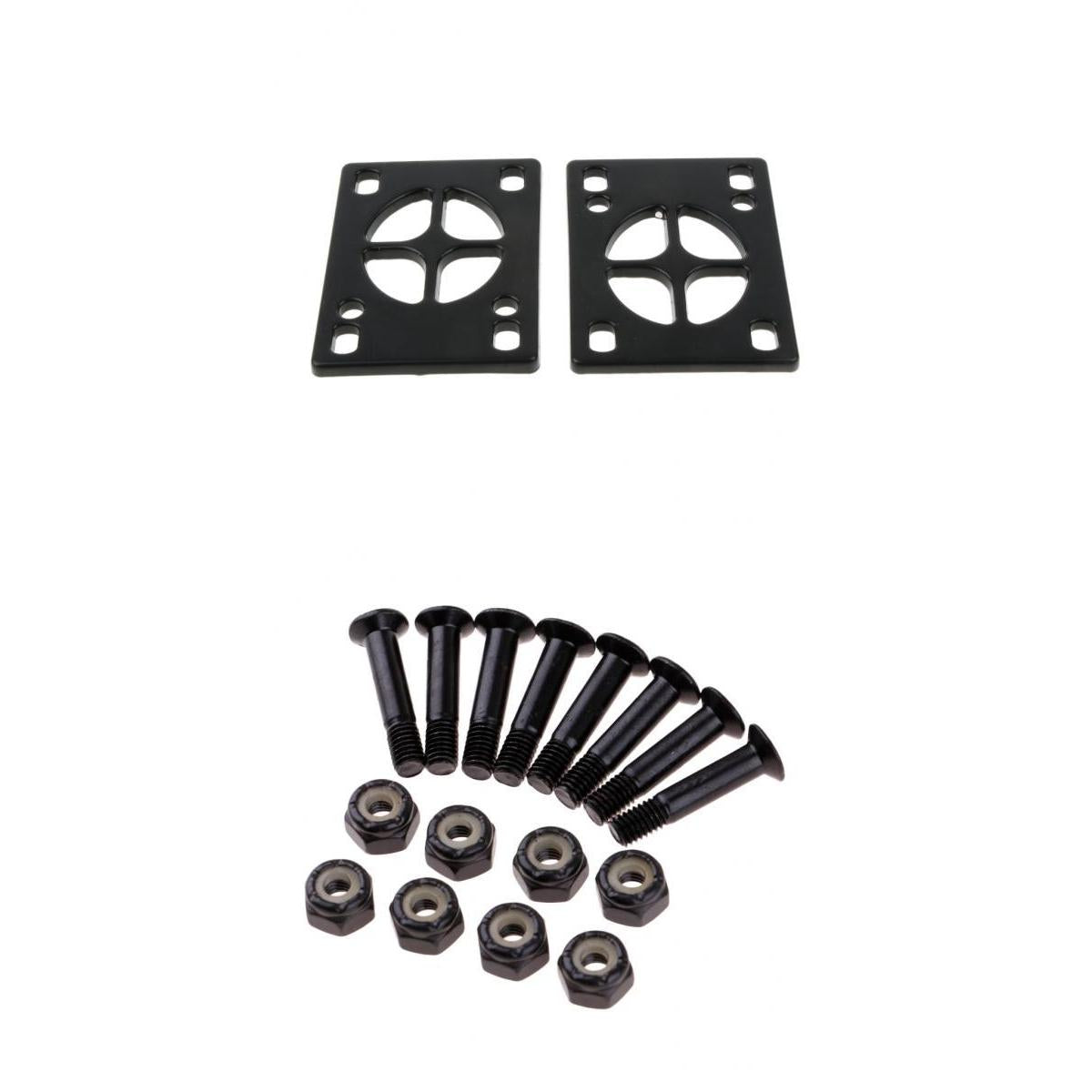 8x Skateboard Mounting Screws with 2x Riser Pad Longboard Hardware 25mm+3mm