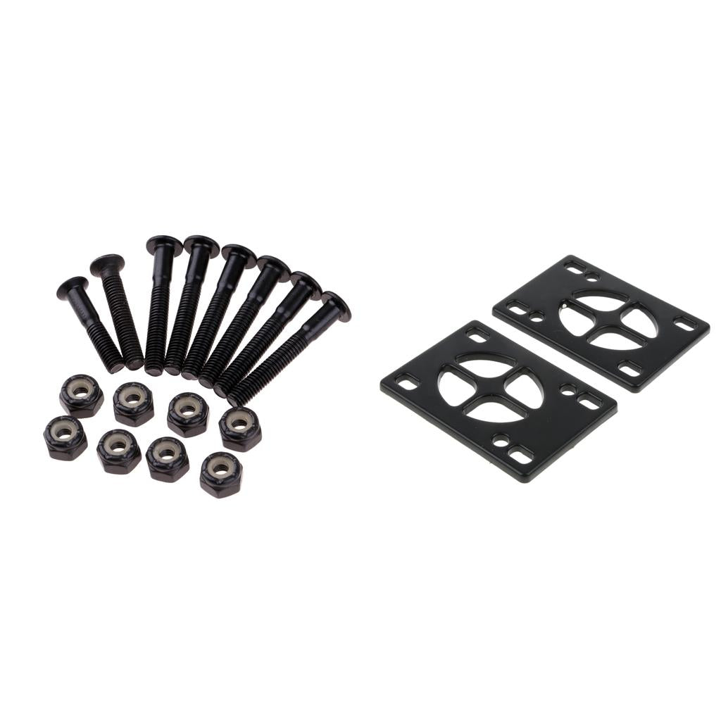 8x Skateboard Mounting Screws with 2x Riser Pad Longboard Hardware 35mm+3mm