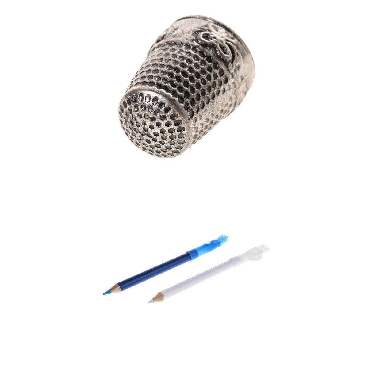 3Pcs Tailors Chalk Pencil Dressmaker Pen DIY Craft with Metal Sewing Thimble