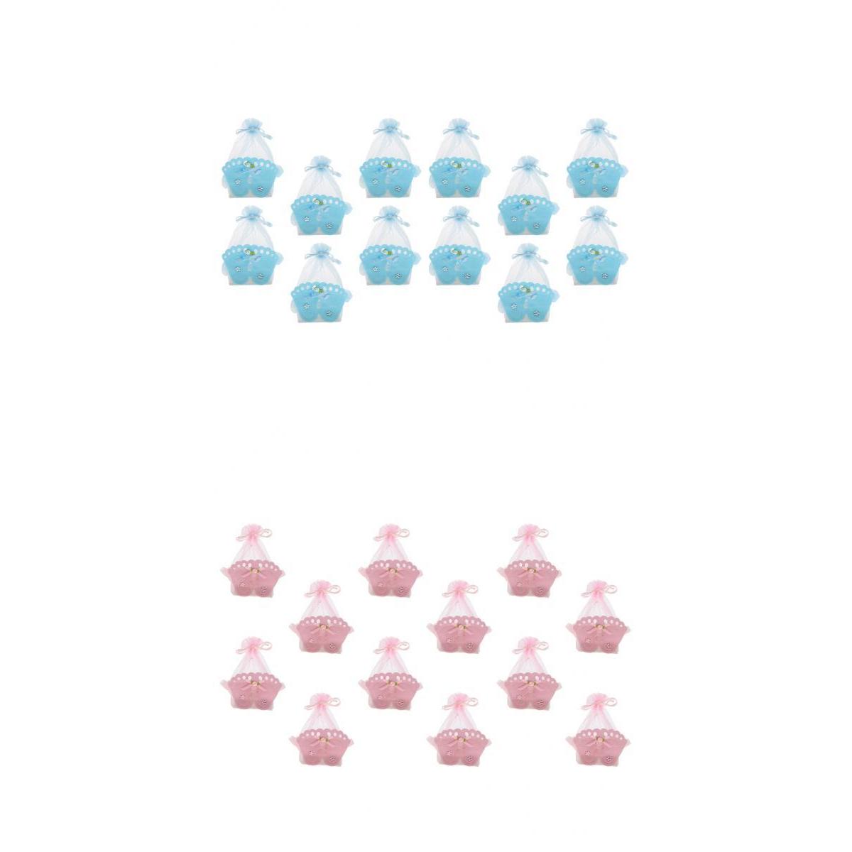 24 Pieces Baby Footprint Gift Box Girl Boy Baby Shower Candy Bags Pink+Blue