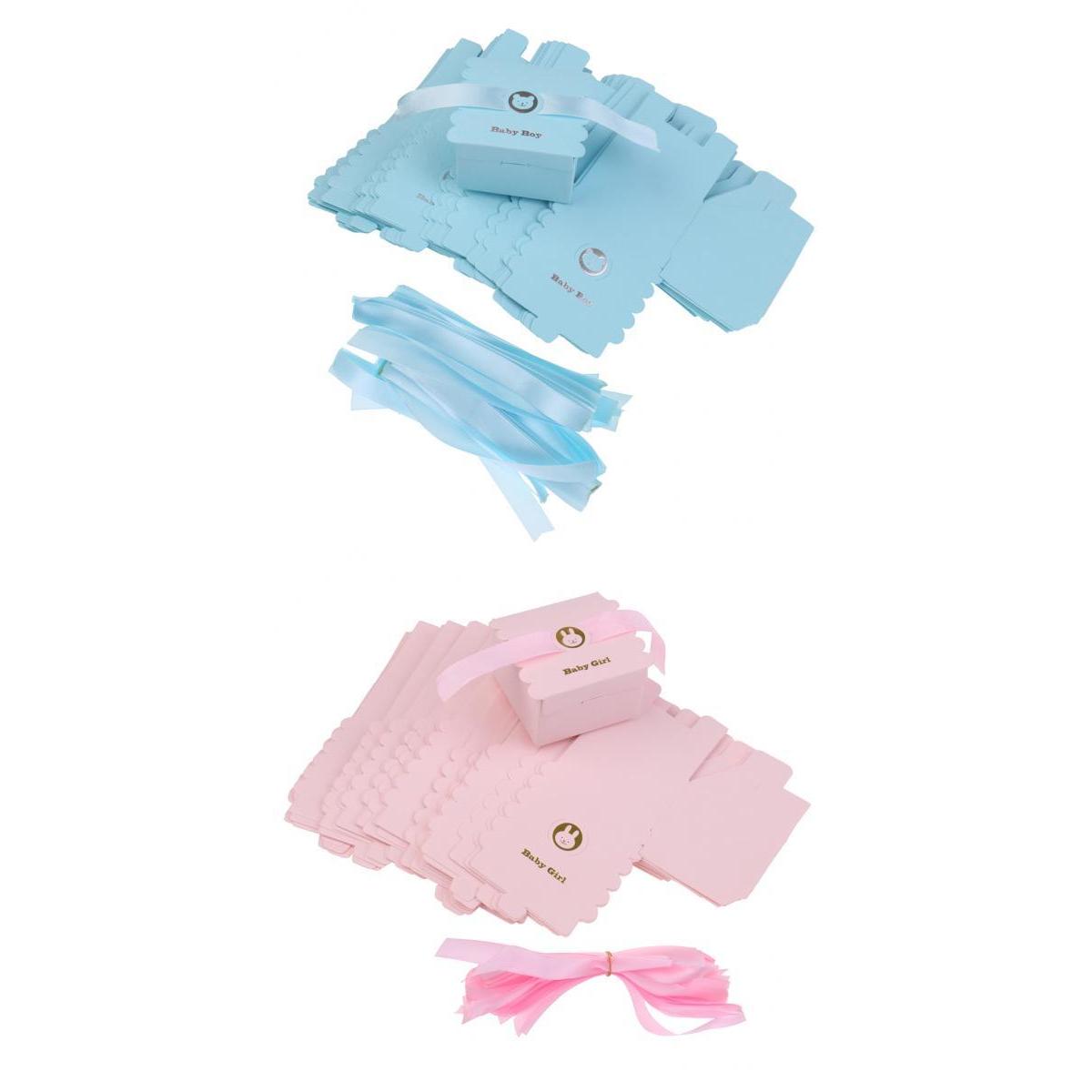 100 Pieces Baby Boy Girl Paper Sweet Candy Boxes Baby Shower Favor Pink+Blue