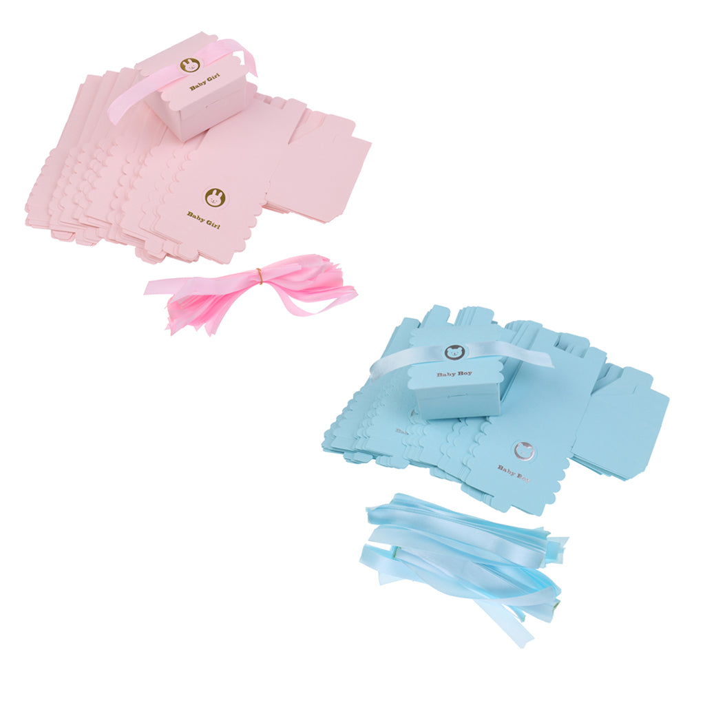 100 Pieces Baby Boy Girl Paper Sweet Candy Boxes Baby Shower Favor Pink+Blue