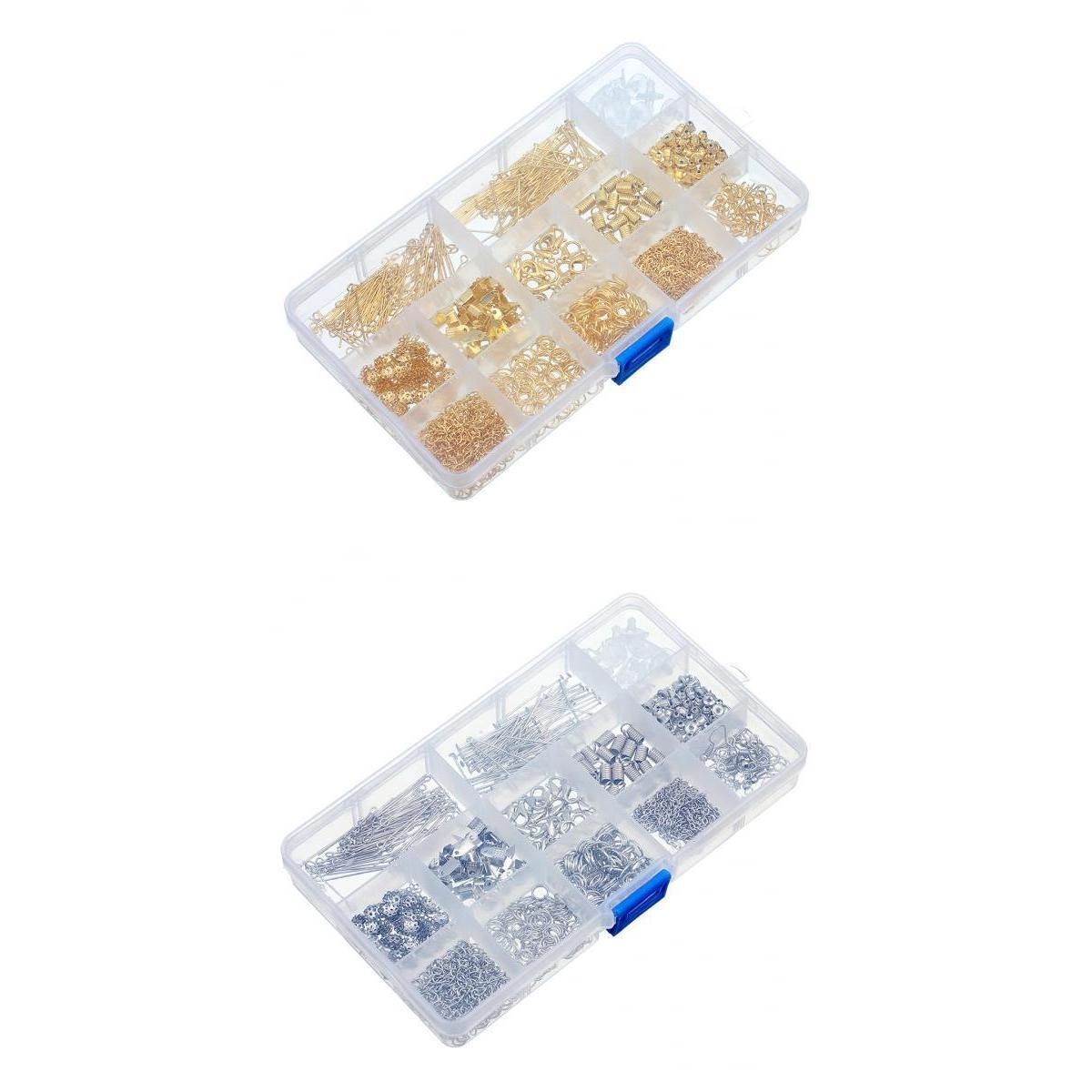 2 Boxes 1160x DIY Jewelry Findings Accs Jump Ring Lobster Clasp White K&Gold