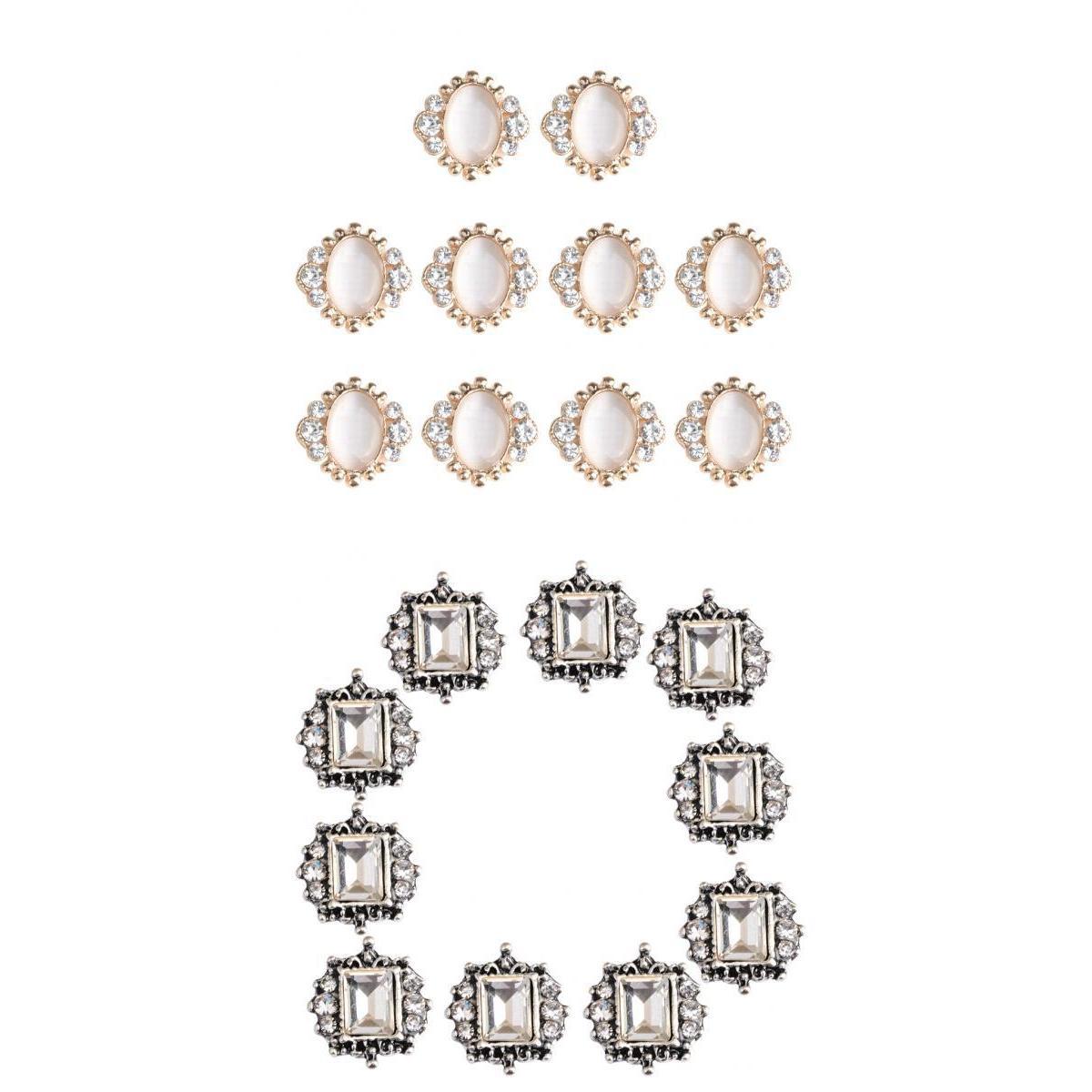 20pcs Diamante Gem Rhinestone Crystal Flatback Buttons Embellishments Gifts