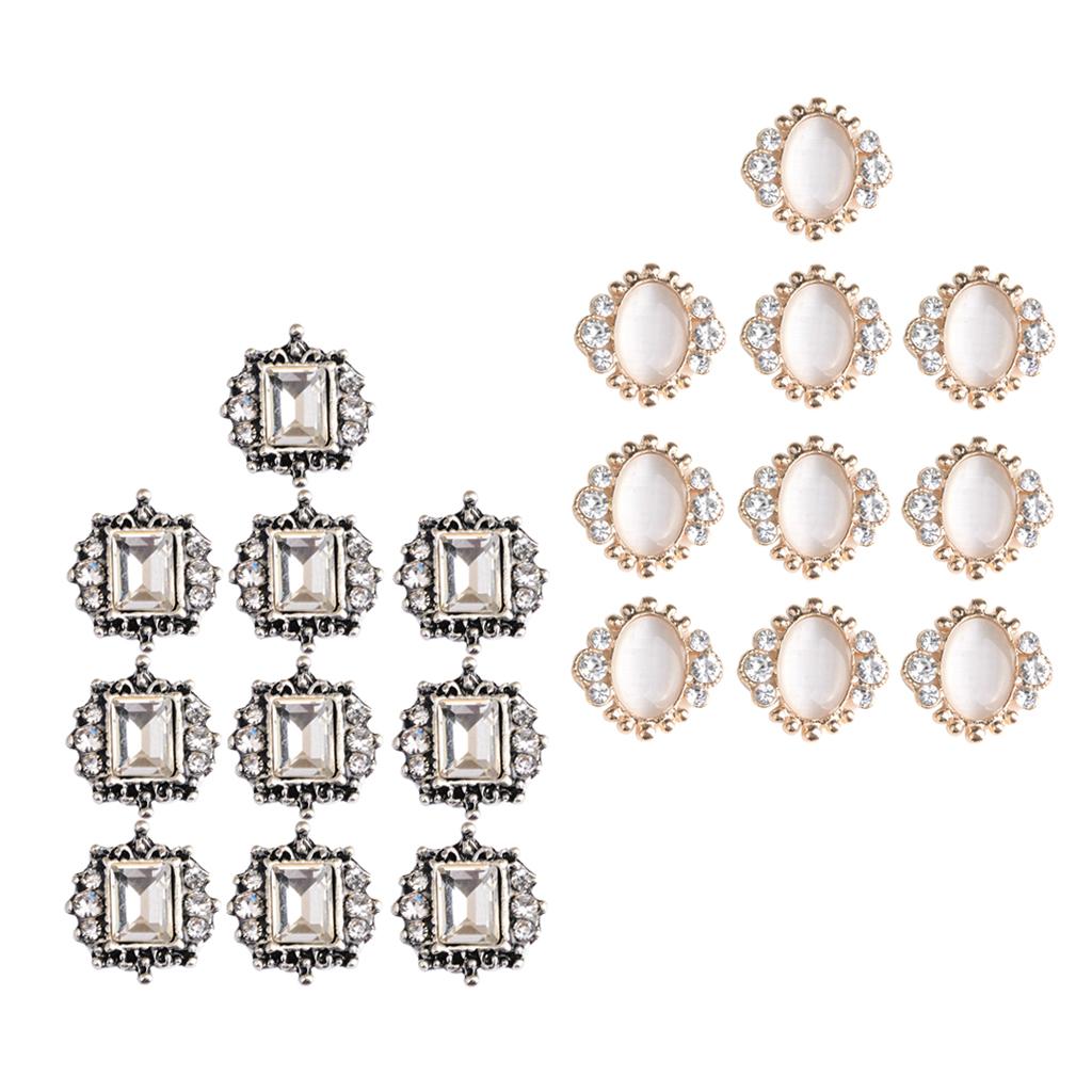 20pcs Diamante Gem Rhinestone Crystal Flatback Buttons Embellishments Gifts