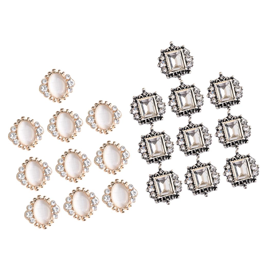 20pcs Diamante Gem Rhinestone Crystal Flatback Buttons Embellishments Gifts