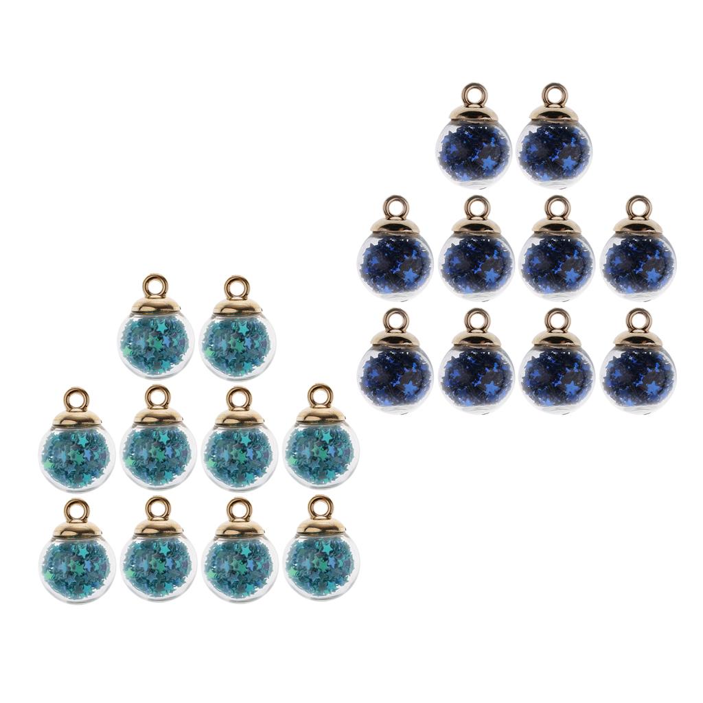 20 Pieces 16mm Tiny Star Glass Ball Charms Pendant DIY Crafts Mixed Color