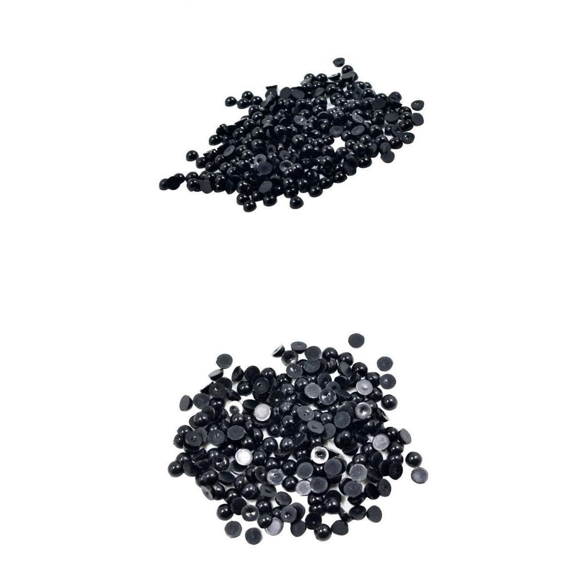 500x 4mm+6mm Black Half Pearl Beads Flat Back Cabochon for DIY Scrapbooking