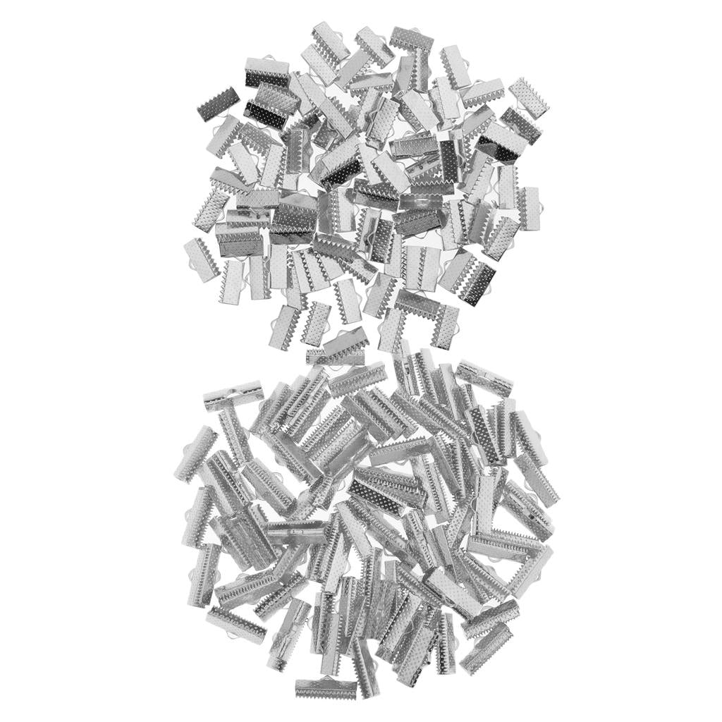 200pcs 20/13mm Dull Sliver Clamp Cord Crimp End Cap Tip Bracelet Connectors