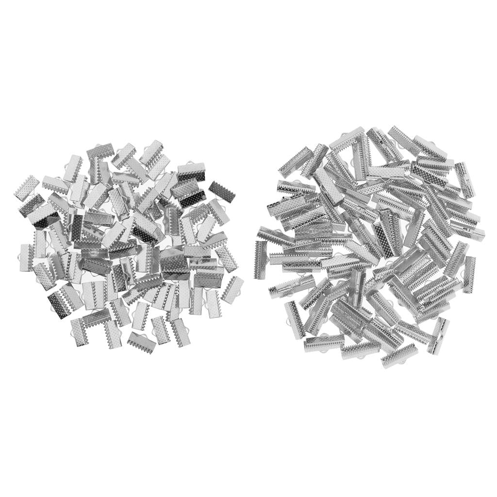 200pcs 20/13mm Dull Sliver Clamp Cord Crimp End Cap Tip Bracelet Connectors
