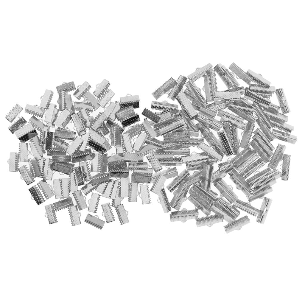 200pcs 20/13mm Dull Sliver Clamp Cord Crimp End Cap Tip Bracelet Connectors