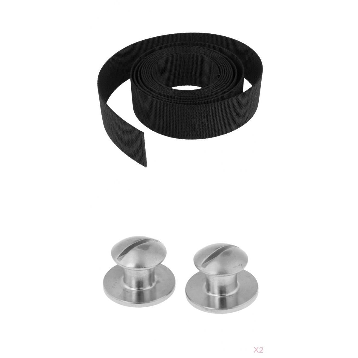 2 Pieces Book Screw & Webbing Strap for Dive Backplate Pad & BCD Attachment