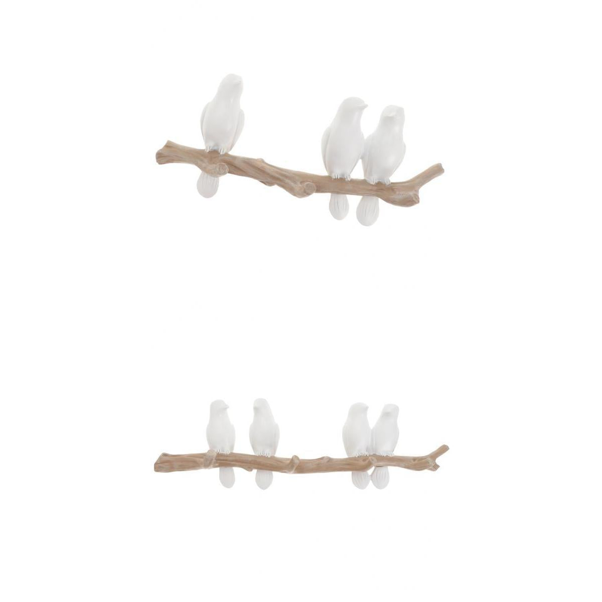 2pcs Wall Mounted Resin Coat Robe Hook Birds On tree Branch Hanger Rack