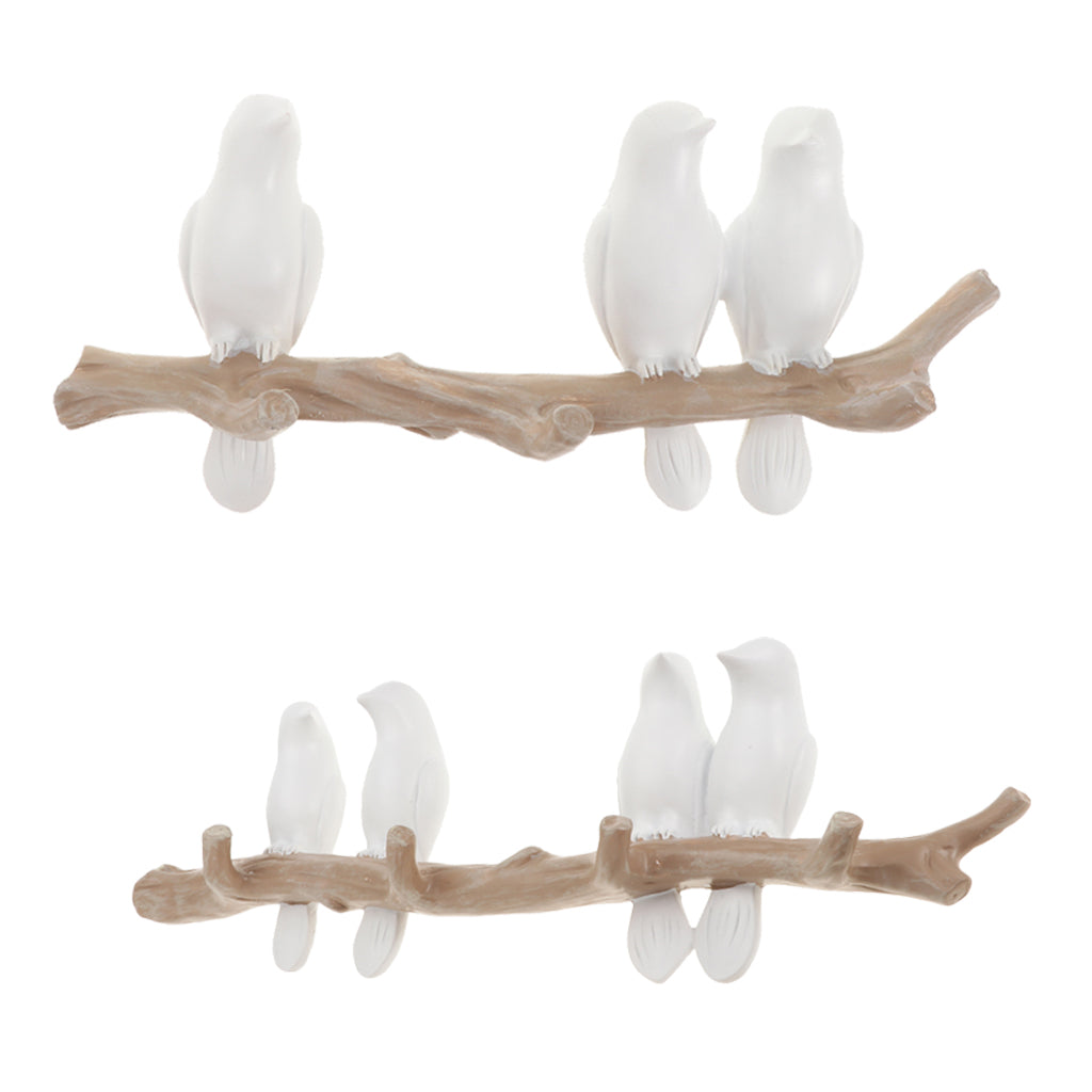 2pcs Wall Mounted Resin Coat Robe Hook Birds On tree Branch Hanger Rack