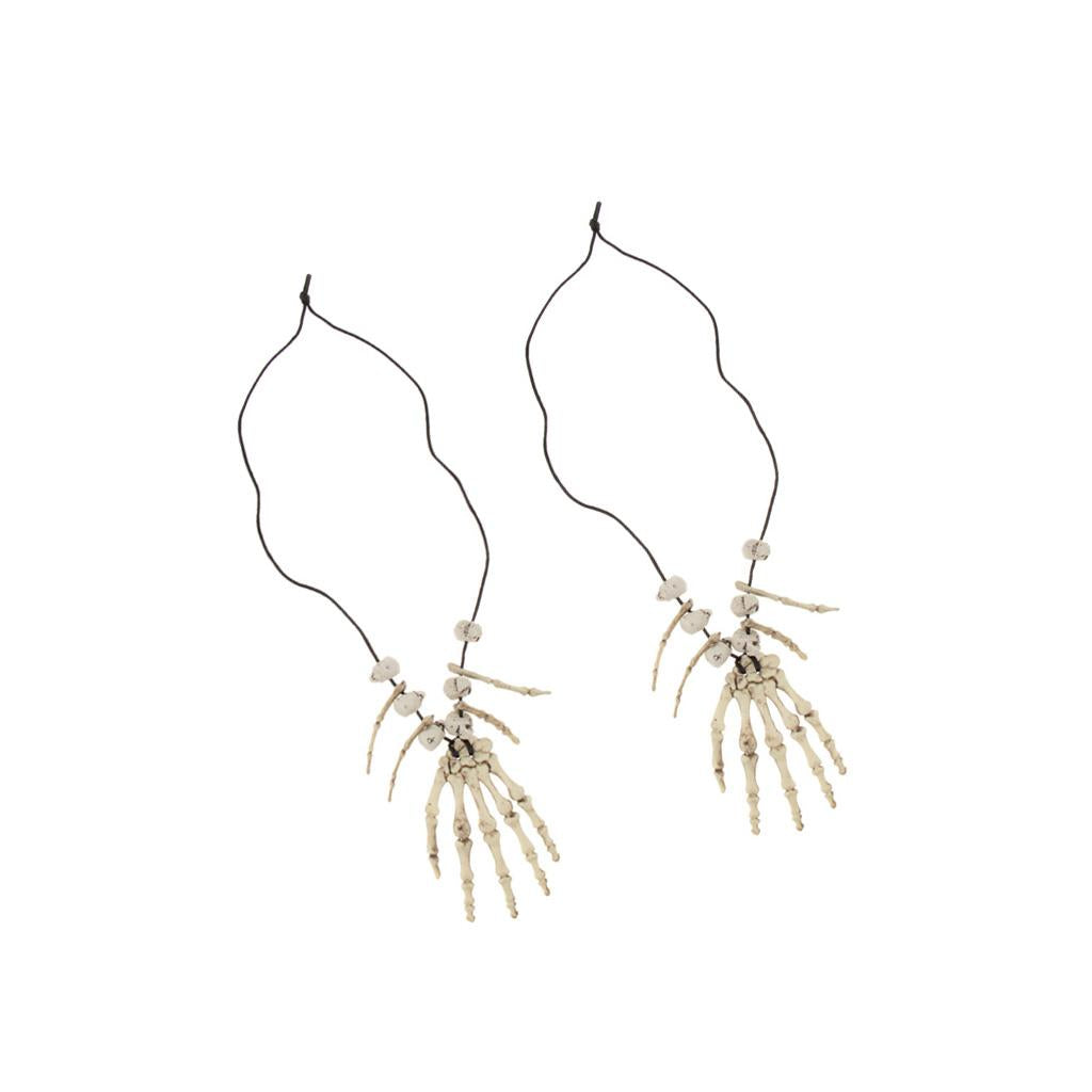 2pcs Skull Skeleton Hand Bone Necklace Halloween Caveman Pirate Fancy Dress