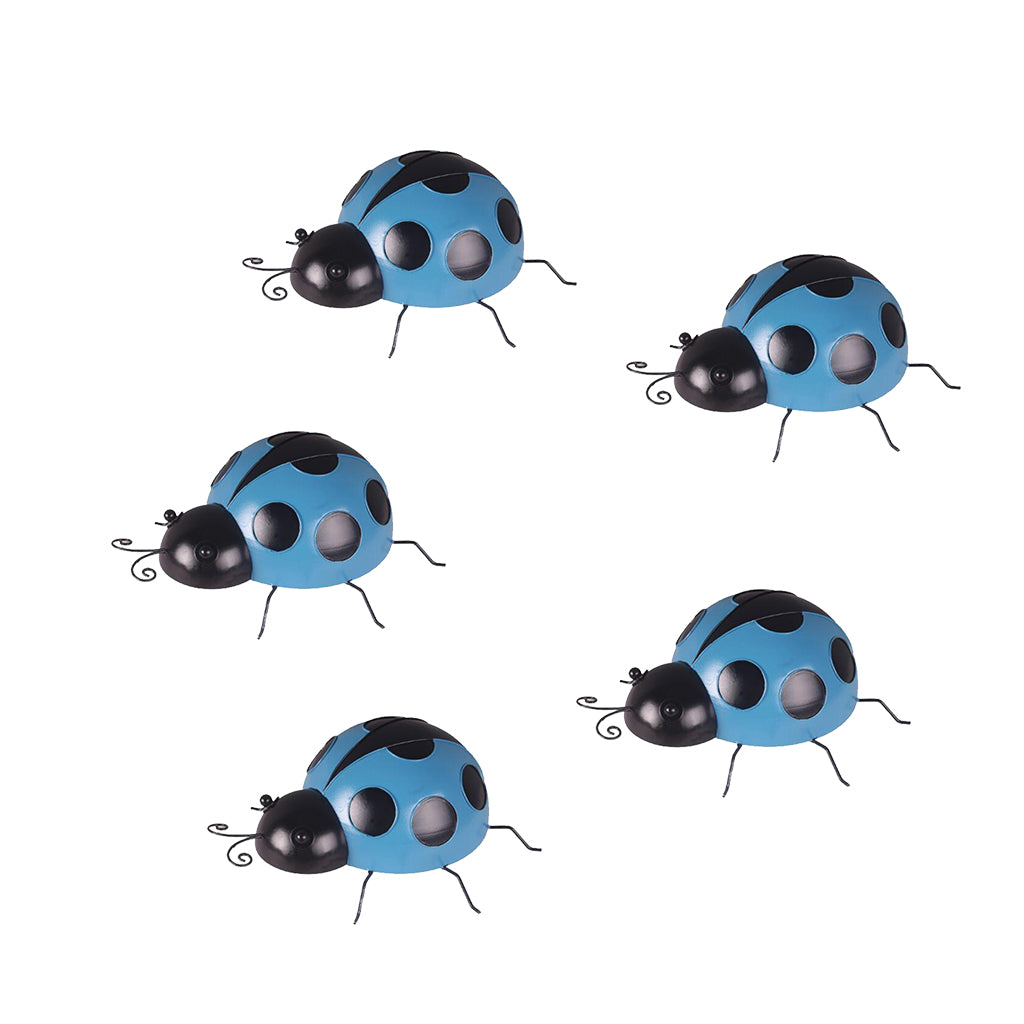 5Pcs Mini Ladybug Fence Hanger Wall Hanging Outdoor Garden Decor 10cm Blue