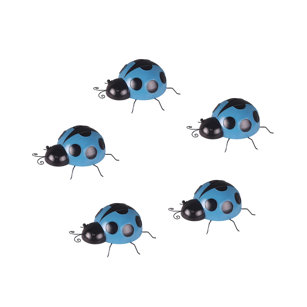 5Pcs Mini Ladybug Fence Hanger Wall Hanging Outdoor Garden Decor 10cm Blue