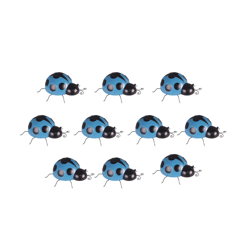 10Pcs Mini Ladybug Fence Hanger Wall Hanging Outdoor Garden Decor 10cm Blue