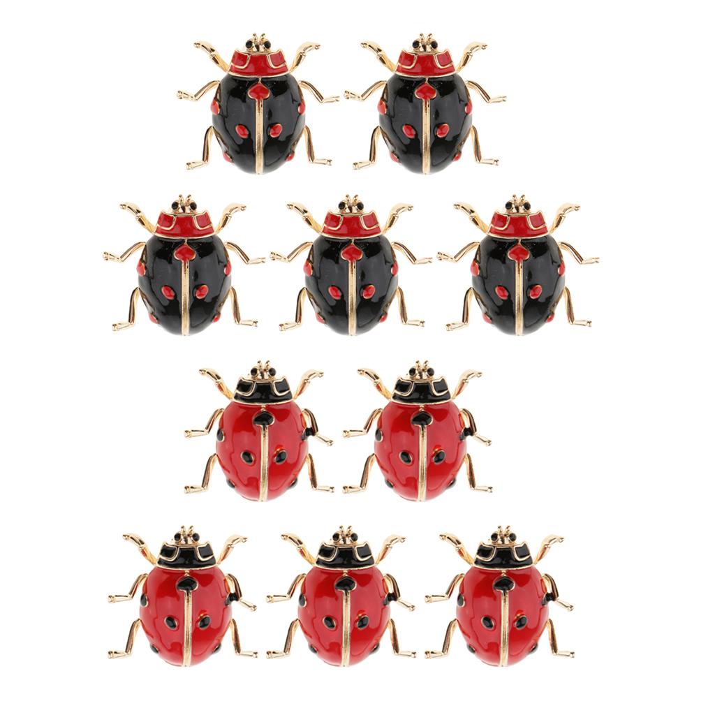 10 Pieces Enamel Ladybird Bug Insect Brooch Pin Womens Mens Fashion Jewelry