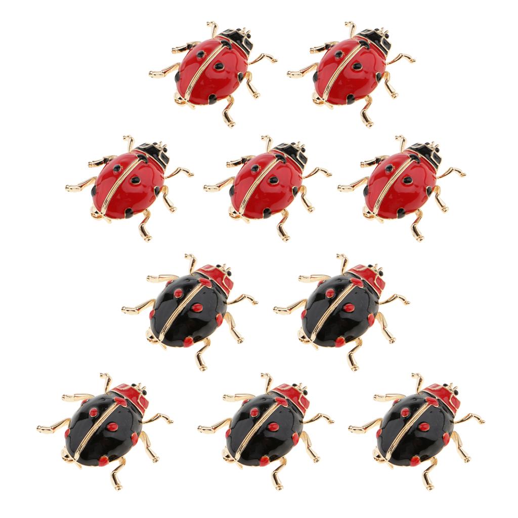 10 Pieces Enamel Ladybird Bug Insect Brooch Pin Womens Mens Fashion Jewelry
