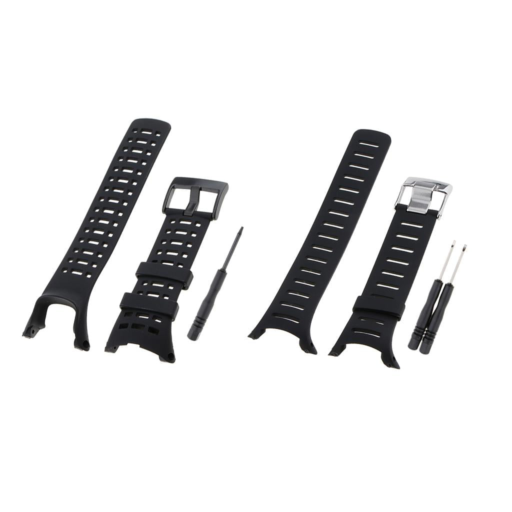 2 Pieces Rubber Wristwatch Bands for SUUNTO Series Stainless Steel Buckle
