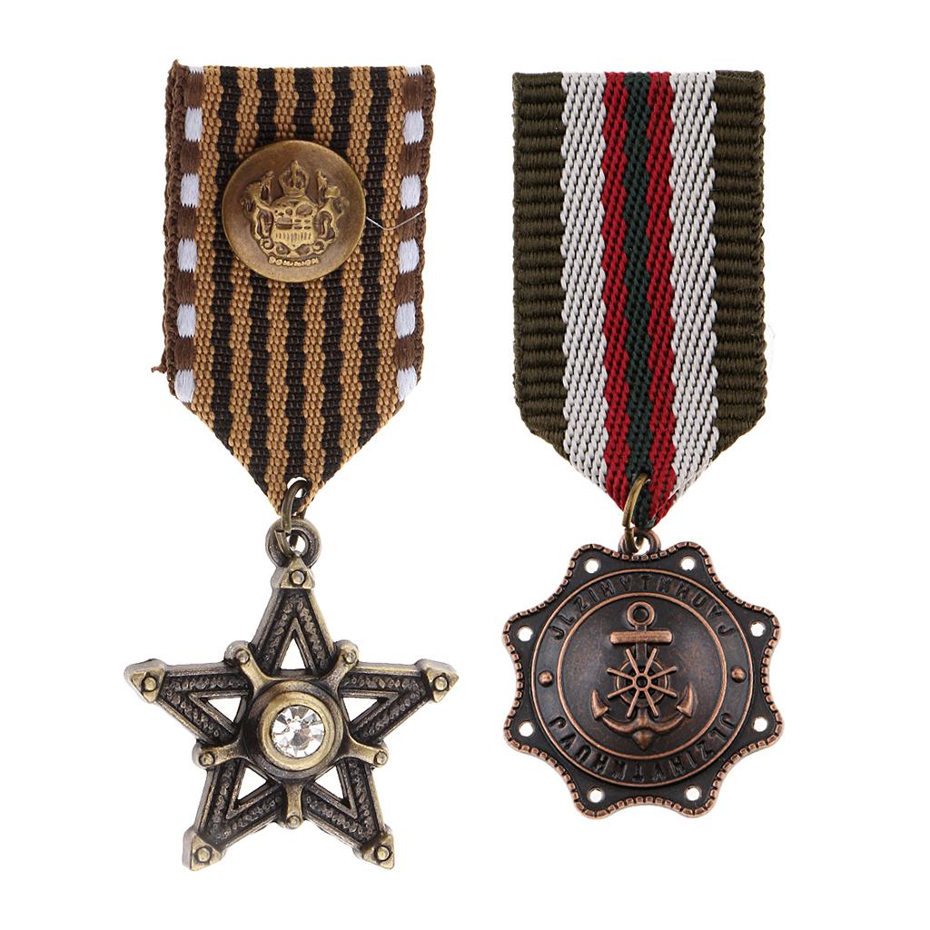 2 Pieces Anchor Star Nautical Themed Brooch Pin Epaulet Badge Uniform Decor