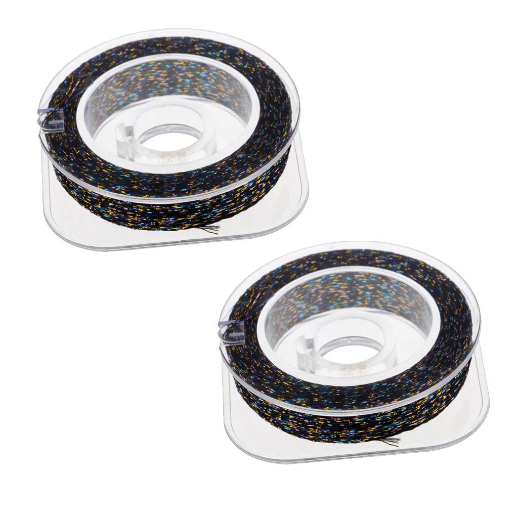 2pcs Metallic Bright Wrapping Fishing Line Rod Building Repairing Black