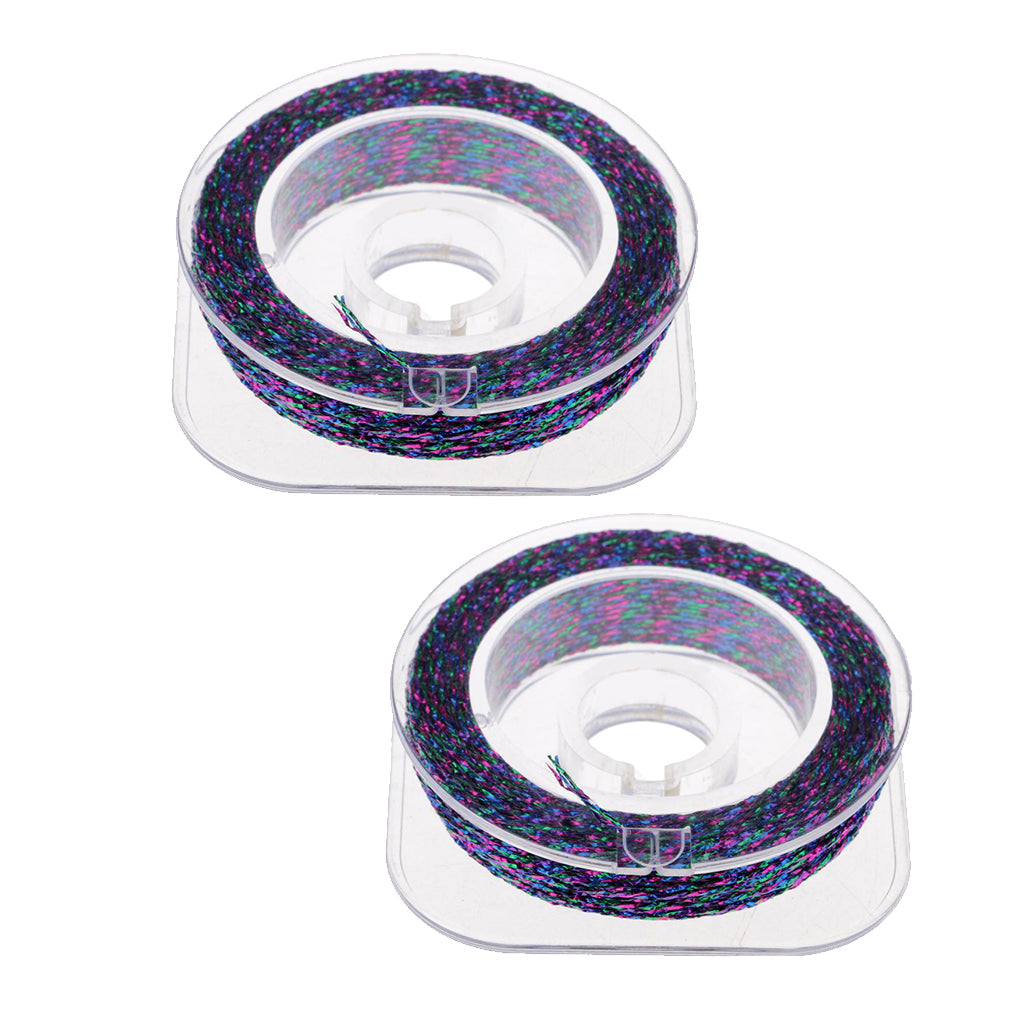 2pcs Metallic Bright Wrapping Fishing Line Rod Building Repairing Purple