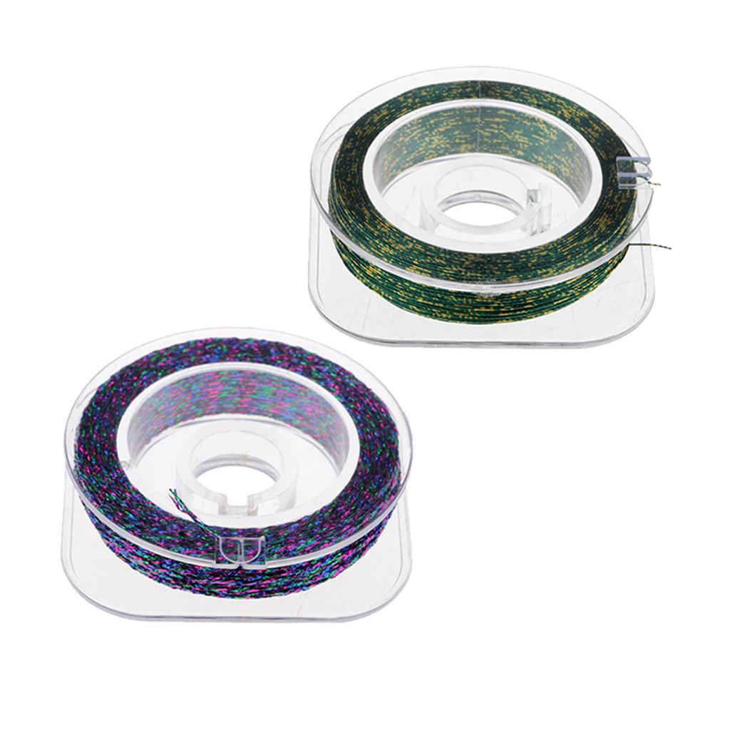 2Pcs Metallic Bright Wrapping Fishing Line Thread Rod Building Repairing