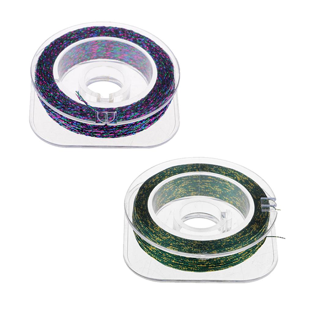 2Pcs Metallic Bright Wrapping Fishing Line Thread Rod Building Repairing