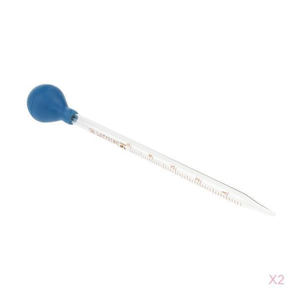 2PCS Glass Graduated Pipette Rubber Cap Lab Chemistry Dropper Dispensing 5mL