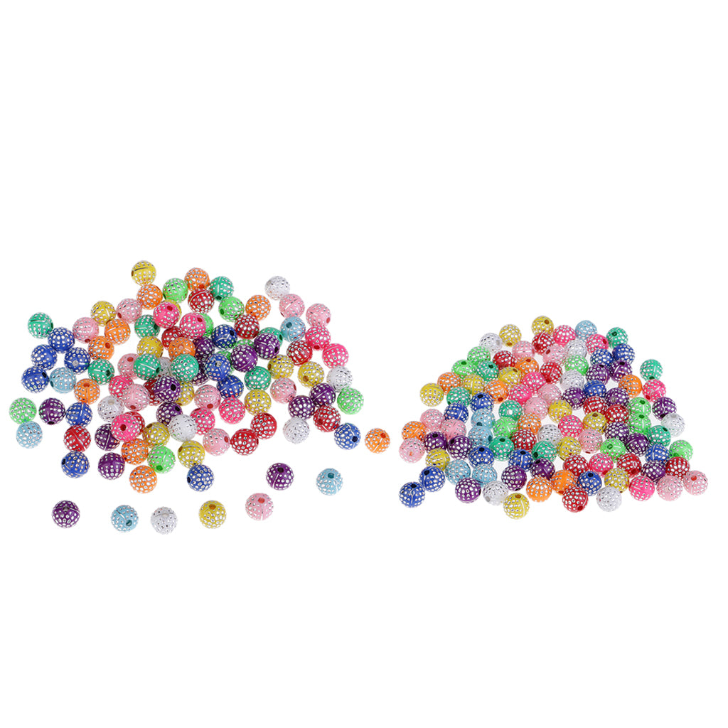 200Pcs Colorful Resin Beads Inlayed with Rhinestone for Jewelry Making 8mm