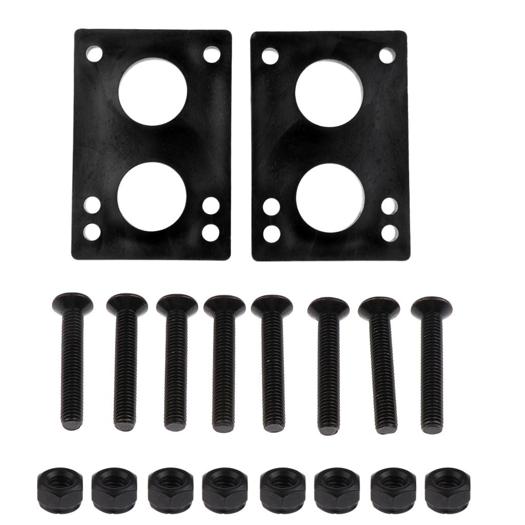 1 Pair 8mm Skateboard Risers Shock Pads+8 Pairs Bolts Longboard Screw Nuts