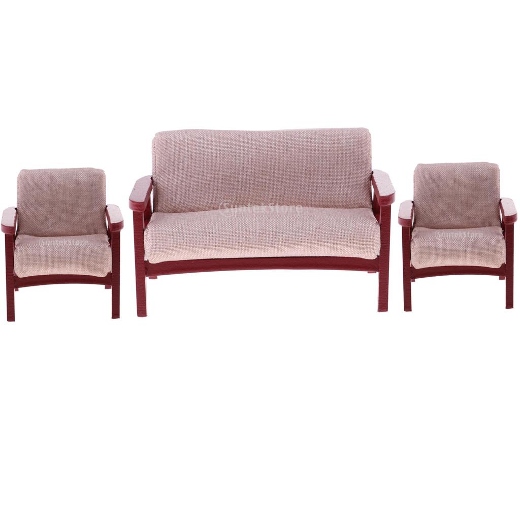 1/12 Scale Dollhouse Miniature Furniture Sofa Set for Living Room Decor