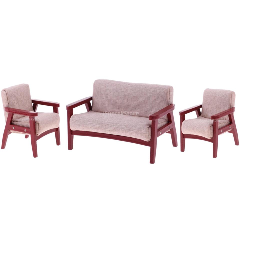 1/12 Scale Dollhouse Miniature Furniture Sofa Set for Living Room Decor