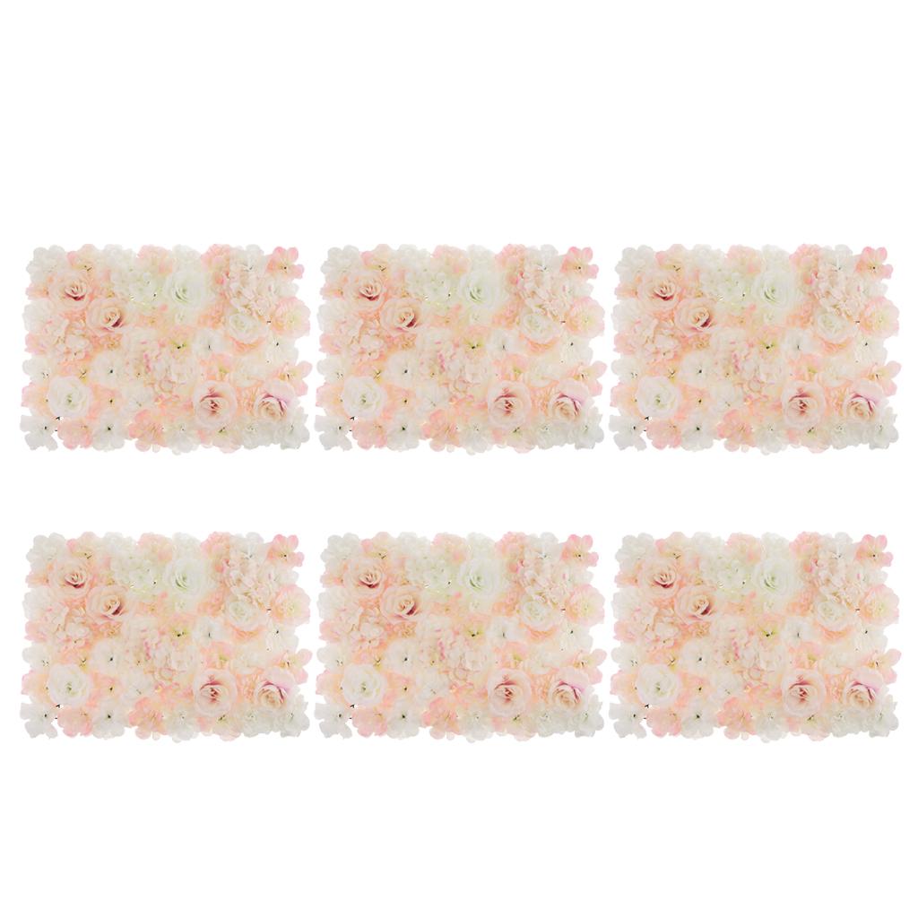 6pcs Artificial Rose Hydrangea Flower Wall Panels Wedding Venue Decoration