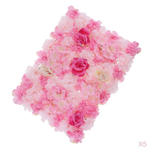5pcs Artificial Rose Hydrangea Flower Wall Panels Decor 60 x 40cm