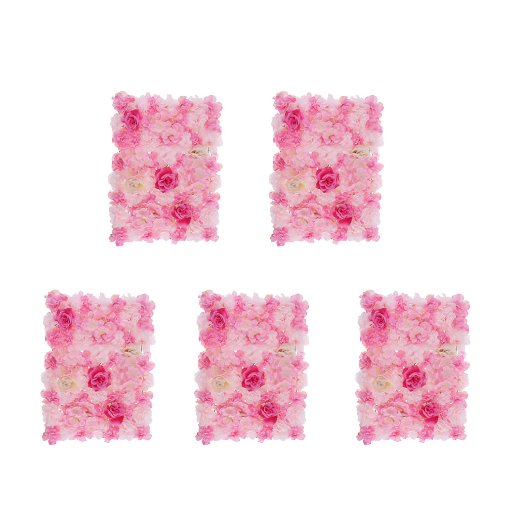 5pcs Artificial Rose Hydrangea Flower Wall Panels Decor 60 x 40cm