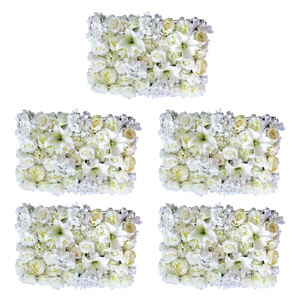 5pcs Artificial Rose Peony Lily Flower Wall Panels Wedding Venue Decor