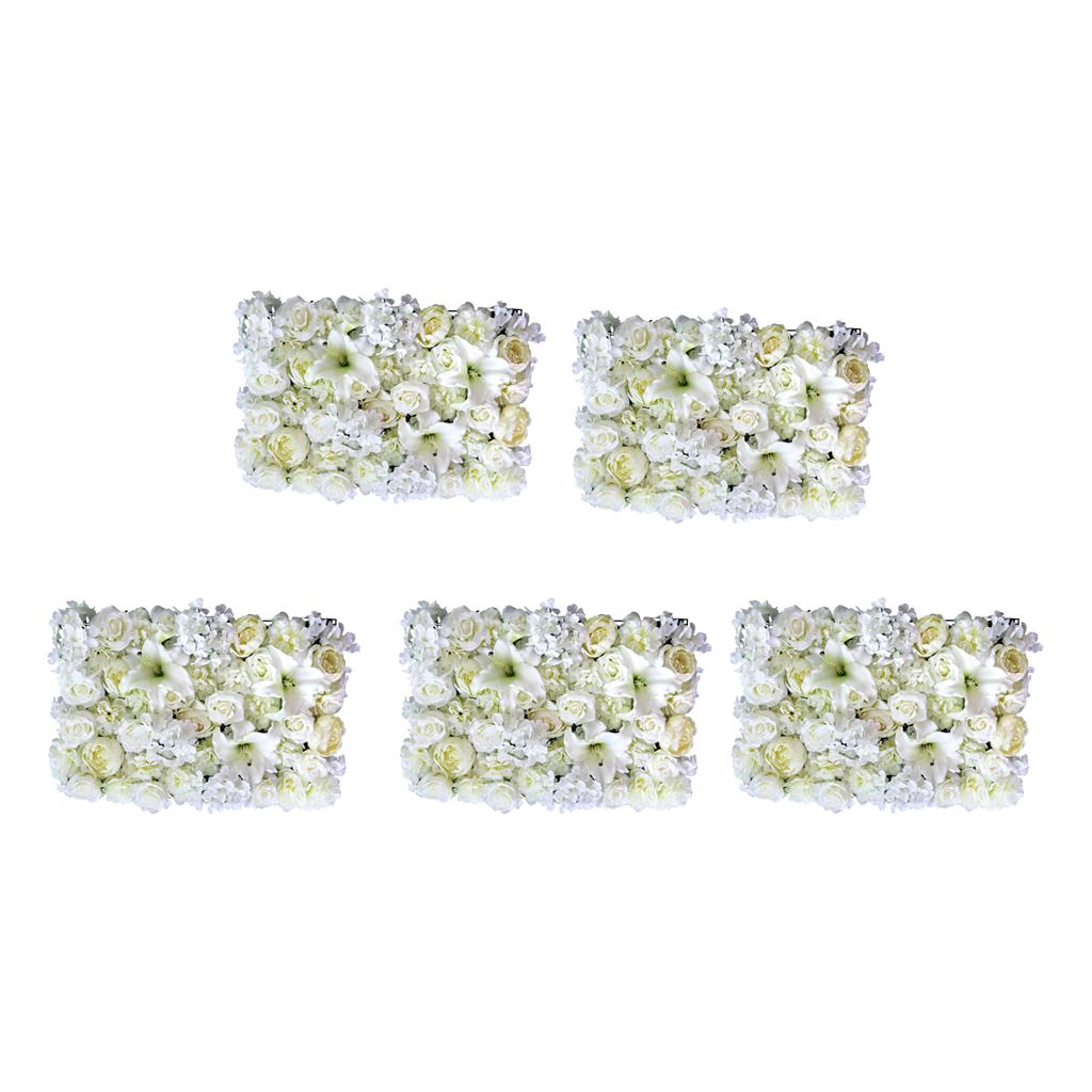 5pcs Artificial Rose Peony Lily Flower Wall Panels Wedding Venue Decor