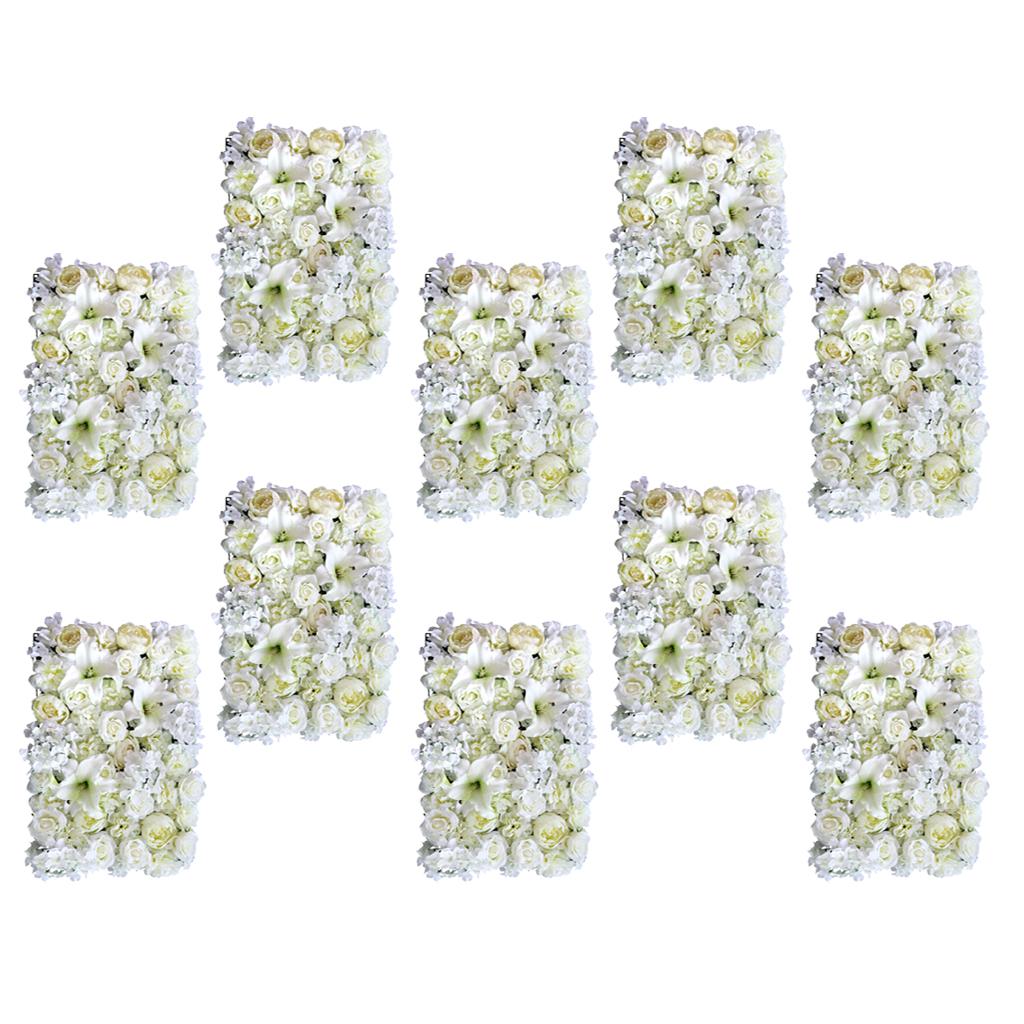 10pcs Artificial Rose Peony Lily Flower Wall Panels Wedding Venue Decor
