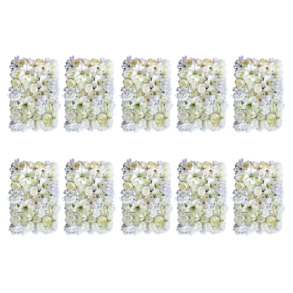 10pcs Artificial Rose Peony Lily Flower Wall Panels Wedding Venue Decor