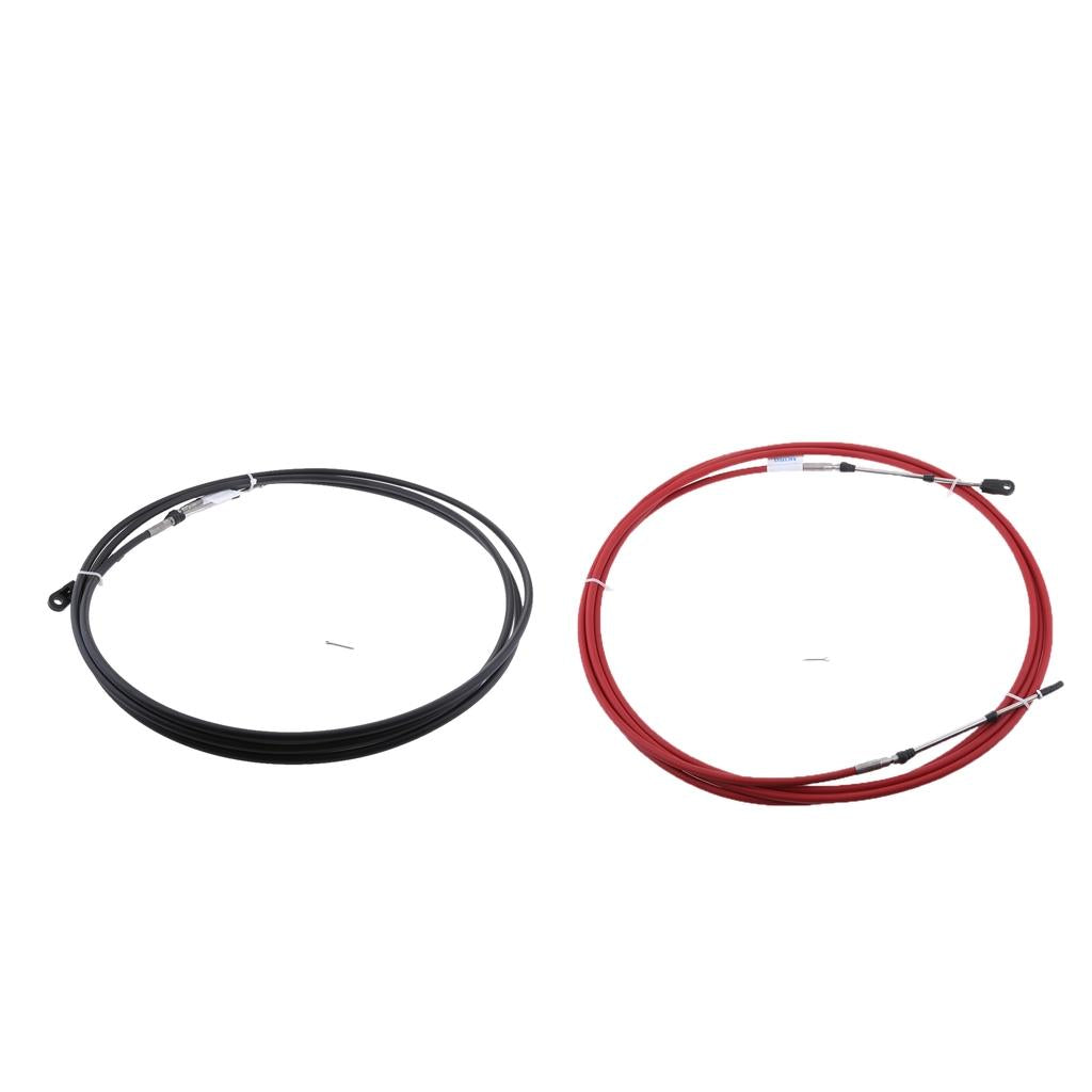2Pcs 16Ft Throttle Shift Control Cable for Yamaha Outboard Red & Black