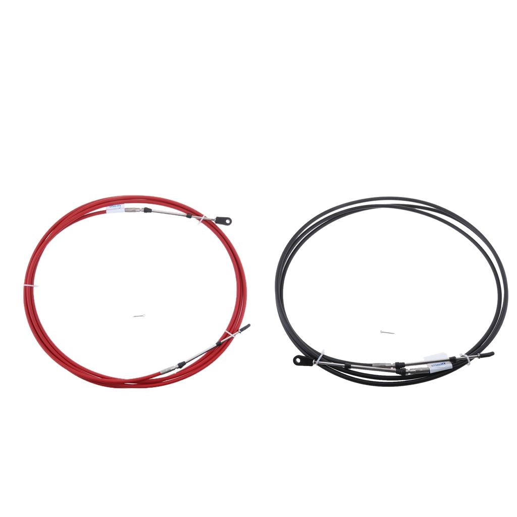2Pcs 14Ft Throttle Shift Control Cable for Yamaha Outboard Red & Black